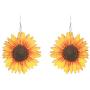 Sunflower Earrings Handmade Wood Stainless Steel Earwires Yellow Daisy Eardrop Dangler You are My Sunshine Jewelry Fashion Birthday Gifts for Women Teen Girls Daughter Mom Best Friend Sister