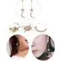 moon star earring with chain - moon earrings dangle - sun and moon earrings for women,Gift for wedding or Daily Wear
