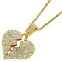 PAMTIER Mens Iced Out Full Diamond Broken Heart Pendant Necklace Chain Silver Gold PAMTIER Mens Iced Out Full Diamond Broken Heart Pendant Necklace Chain Silver Gold