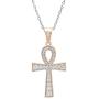 Dazzlingrock Collection 0.50 Carat (ctw) 14K Gold Round Diamond Ankh Cross Pendant 1/2 CT (Silver Chain Included)
