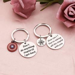 AKTAP Funny Captain America Bucky Friendship Keychain Don‘t do Anything Stupid til I get Back Comic Inspire Gift for BFF