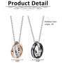 AllerPierce Matching Couples Necklace for His and Her Stainless Steel Eternal Love Couple Necklaces Pendant Set Birthday Wedding Valentine Gifts for Boyfriend Girlfriend
