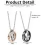 AllerPierce Matching Couples Necklace for His and Her Stainless Steel Eternal Love Couple Necklaces Pendant Set Birthday Wedding Valentine Gifts for Boyfriend Girlfriend