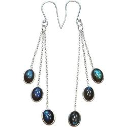 Labradorite Earrings Long Earrings, 925 Sterling Silver Earrings Womens Jewelry Party Birthday Mothers Gift 3''