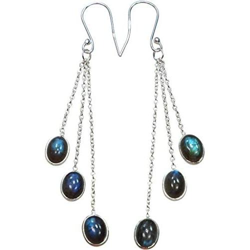 Labradorite Earrings Long Earrings, 925 Sterling Silver Earrings Womens Jewelry Party Birthday Mothers Gift 3''