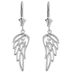 Fine 925 Sterling Silver Guardian Angel Filigree Wing Dangle Earrings