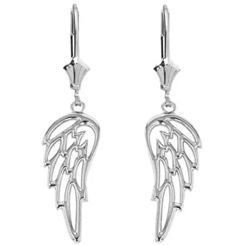 Fine 925 Sterling Silver Guardian Angel Filigree Wing Dangle Earrings Fine 925 Sterling Silver Guardian Angel Filigree Wing Dangle Earrings