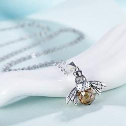 EleQueen 925 Sterling Silver Vintage Inspired Brown Crystals Queen Bee Pendant Necklace Bracelet Ring Jewelry for Women Girls