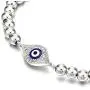 COOLSTEELANDBEYOND Beads Bracelet for Women Men with Cubic Zirconia Protection Evil Eye