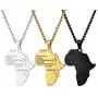 Besteel 3 Pieces Stainless Steel Pendant Necklaces for Men Women Africa Map Pendant Black Silver Gold Plated Necklaces Set