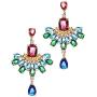 Chandelier Statement Drop Earrings Wedding Long Dangle Earrings Bridal Style Multicolor Teardrop CZ Stones