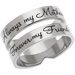 Stainless Steel Womens Stackable Ring - Always My Mother Forever My Friend Moms Ring, Jewelry for Mom from Daughter & Son, Size 6 to 9