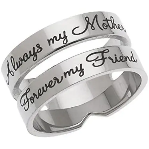 Stainless Steel Womens Stackable Ring - Always My Mother Forever My Friend Moms Ring, Jewelry for Mom from Daughter & Son, Size 6 to 9 Stainless Steel Womens Stackable Ring - Always My Mother Forever My Friend Moms Ring, Jewelry for Mom from Daughter & Son, Size 6 to 9