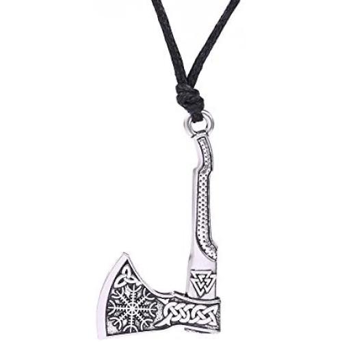fishhook Vintage Retro Trinity Celtic Knot Norse Viking Odin Valknut Amulet Axe Pendant Necklace Jewelry