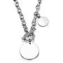 Disc Coin Round Circle Charm Cable Chain Necklace with Toggle Clasp for Women Girls Simple Full Moon Minimalist Geometric Stainless Steel Dainty Punk Classic Jewelry Gifts for Birthday Best Friend 22''