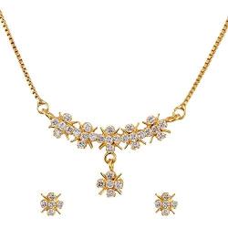 Efulgenz Gold Tone Indian Bollywood Ethnic American Diamond Traditional Pendant Necklace with Chain and Earrings Jewelry for Girls/Women