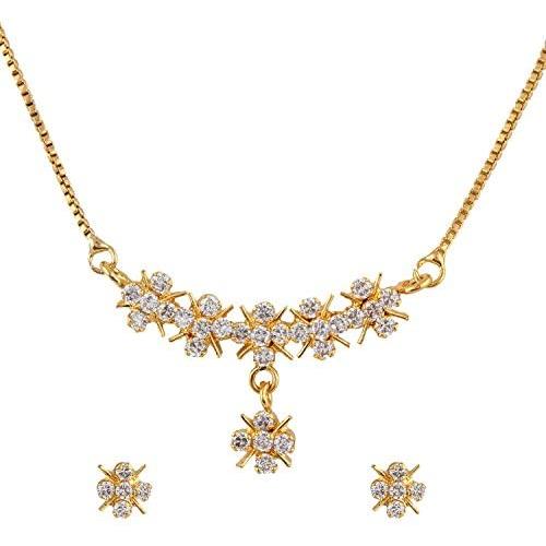 Efulgenz Gold Tone Indian Bollywood Ethnic American Diamond Traditional Pendant Necklace with Chain and Earrings Jewelry for Girls/Women