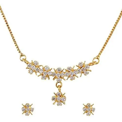 Efulgenz Gold Tone Indian Bollywood Ethnic American Diamond Traditional Pendant Necklace with Chain and Earrings Jewelry for Girls/Women