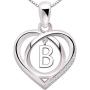 ALOV Jewelry Sterling Silver Initial Letter Alphabet Love Heart Cubic Zirconia Pendant Necklace