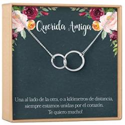 Collar Regalo Para Amiga: Joyería, Mejor Amiga, Cumpleaños, Navidad, 2 Asymmetrical Circles (silver-plated-brass, NA)