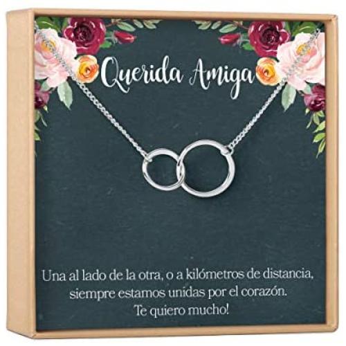 Collar Regalo Para Amiga: Joyería, Mejor Amiga, Cumpleaños, Navidad, 2 Asymmetrical Circles (silver-plated-brass, NA)