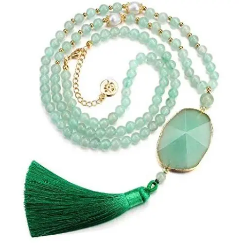 Top Plaza Reiki Healing Crystal Stone Pendant Necklace Long Tassel Beads Necklaces Gemstone Quartz Jewelry for Womens Girls Top Plaza Reiki Healing Crystal Stone Pendant Necklace Long Tassel Beads Necklaces Gemstone Quartz Jewelry for Womens Girls