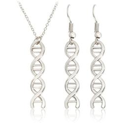 Kebaner DNA Double Helix Chemistry Science Molecule Biology Necklace and Earrings Jewelry Set for Women