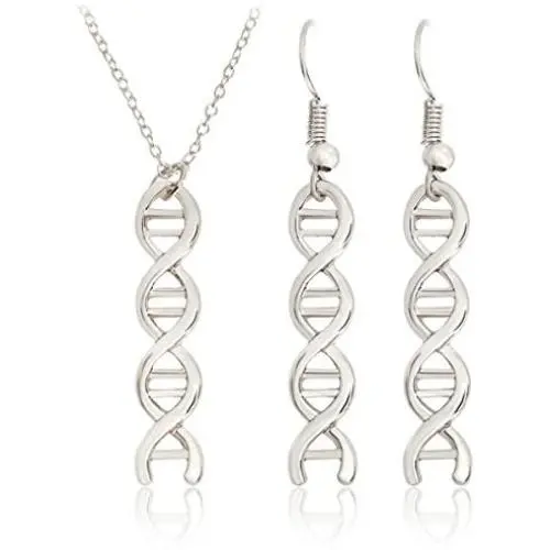 Kebaner DNA Double Helix Chemistry Science Molecule Biology Necklace and Earrings Jewelry Set for Women Kebaner DNA Double Helix Chemistry Science Molecule Biology Necklace and Earrings Jewelry Set for Women