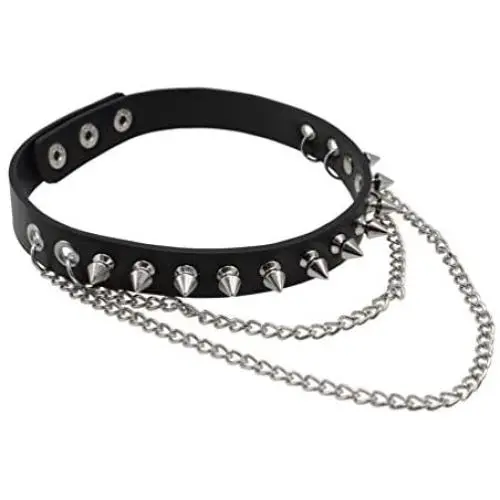 macoking Goth Leather Collar Choker Studded Spike Rivet Black Necklace Punk Bracelet macoking Goth Leather Collar Choker Studded Spike Rivet Black Necklace Punk Bracelet