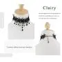 Clairy Gothic Choker Necklace Lace Black Necklace Crystal Necklace Chain Delicate Pendant Necklace Halloween Jewelry for Women and Girls
