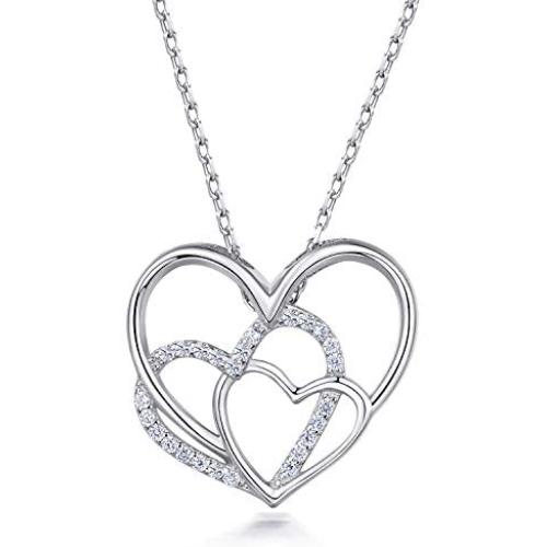 NINAMAID Mother Daughter Generations Necklace for Grandma Mom Gifts 925 Sterling Silver Pendant Necklace Jewelry for Women Teen Girls Granddaughter Mothers Day Jewelry Birthday Gift
