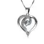 DEPHINI - Elegant Necklace - 925 Sterling Silver - Heart Pendant with CZ Crystals - Fine Jewellery Woman Necklace - 18'' Rhodium Plated Silver Chain - A Cubic Zirconia - Gifts for Women