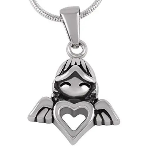 Angel Heart Urn Necklace for Ashes - Cremation Jewelry Memorial Keepsake Pendant - Funnel Kit Included Angel Heart Urn Necklace for Ashes - Cremation Jewelry Memorial Keepsake Pendant - Funnel Kit Included