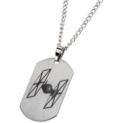 Star Wars Jewelry Episode 7 Tie Fighter Laser Etched Dog Tag Pendant Necklace, 22''