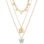 S SNUOY Gold Layered Butterfly Choker Necklace for Women Fashion Butterfly Turcos Pendant Love Chain Jewelry