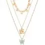 S SNUOY Gold Layered Butterfly Choker Necklace for Women Fashion Butterfly Turcos Pendant Love Chain Jewelry