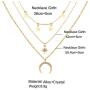 YienDoo Bohemia Multilayer Necklace with Octagonal Moon Crescent Pendant Gold Chain Jewelry for Woman and Girls
