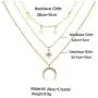 YienDoo Bohemia Multilayer Necklace with Octagonal Moon Crescent Pendant Gold Chain Jewelry for Woman and Girls