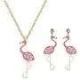YANCHUN Crystal Flamingo Necklace and Earring Set for Women Pink Flamingo Pendant Necklace Bird Earrings for Girls YANCHUN Crystal Flamingo Necklace and Earring Set for Women Pink Flamingo Pendant Necklace Bird Earrings for Girls