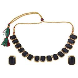 Efulgenz Fashion Chunky Crystal Oxidized Gold Statement Choker Necklace Earrings Bracelet Ring Set Costume Jewelry Set (Color Options)
