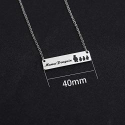 MAOFAED Mother Gift Birthday’ s Gift Mama Penguin Necklace Gift for Mom Wife Family Necklace