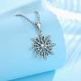 LOVEON Snowflake Necklace for Women Sterling Silver Pendant with Cubic Zirconia Christmas Birthday Gifts Jewelry for Girls Friend Her, 18 Inches