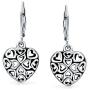 Open Lightweight Clover Flower Filigree Multi Heart Shape Puff Hearts Drop Dangle Earrings For Women Teens Oxidized 925 Sterling Silver Leverback