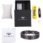 USWEL Magnetic Bracelets for Men Pain Relief Pure Titanium Double Row 4 Elements Strong Magnets Bracelet, Adjustable