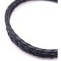 Big Hook Mens Braided Leather Bracelet Black Handcrafted in USA