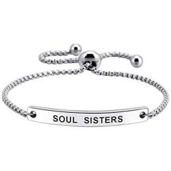 SOUSYOKYOSAM Soul Sisters Motivational Gift Inspirational Cuff Bracelet Adjustable Bangle Jewellery