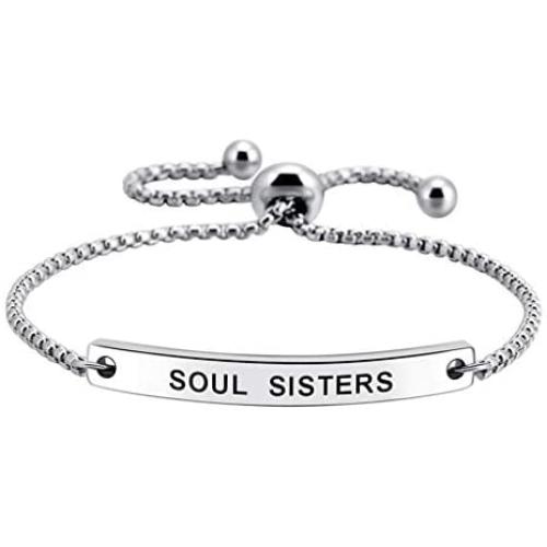 SOUSYOKYOSAM Soul Sisters Motivational Gift Inspirational Cuff Bracelet Adjustable Bangle Jewellery