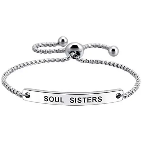 SOUSYOKYOSAM Soul Sisters Motivational Gift Inspirational Cuff Bracelet Adjustable Bangle Jewellery