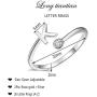 2Pcs Initial Letter Ring for Teen Girls with Cubic Zirconia Adjustable A-Z Stackable Ring for Women