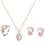 Belicey Women Gold Crystal Pendant Necklace and Rhinestone Stud Earrings Rings Jewelry Set Birthday/Anniversary Gifts for Women Girls Bestfriend Mom